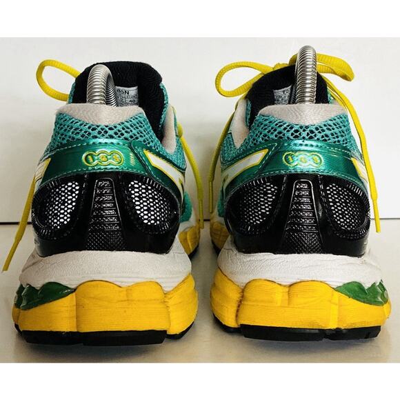 Asics Sz 8 1/2 Gel Nimbus 15 Running Sports Shoes Teal & Yellow - Picture 5 of 8